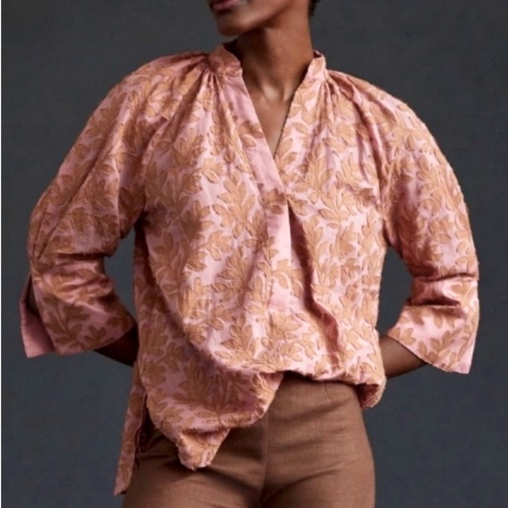 ANTHROPOLOGIE FLORAL LEAF TOP